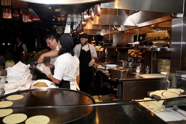 Chef Santiago Gómez and Staff in the Open Kitchen