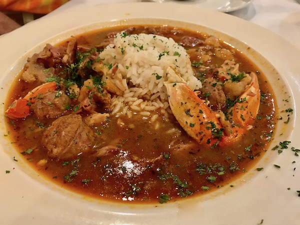 An ivory bowl filled with Amazing Gumbo with Rice