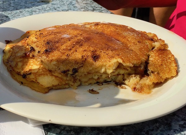 A short stack of chocolate chip pancakes