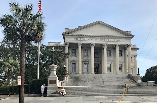 A white building with columns