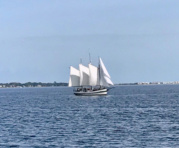 A multi mast sail boat at sea