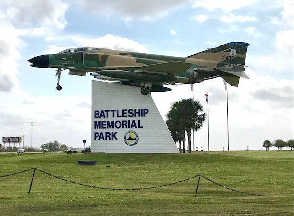 Battleship Park, Mobile, Alabama with jet airplane