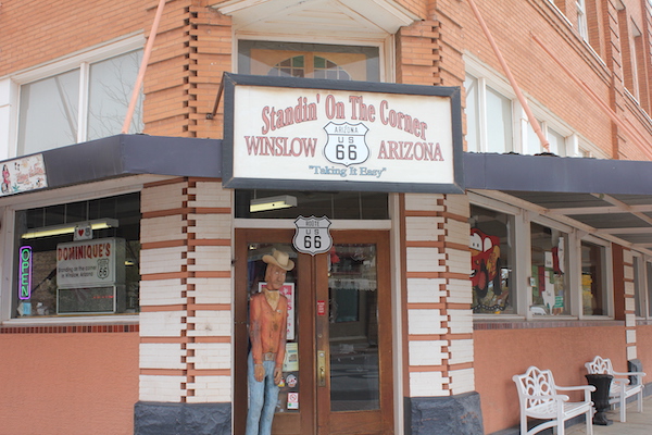 A corner entrance to an old west store.