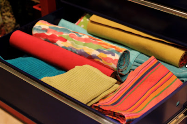 Drawer Holds Kitchen Towels, Cloth Napkins and Placemats