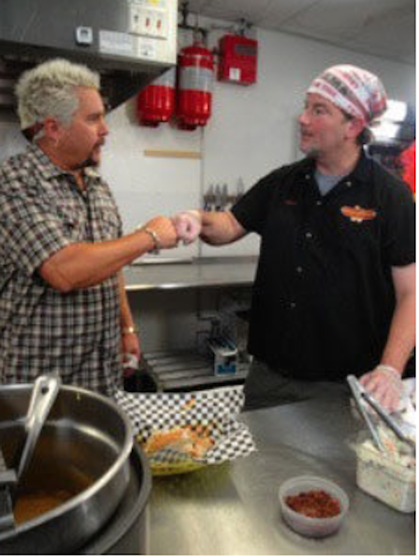 Guy Fieri and Perry Cuda on Diners, Drive-ins and Dives