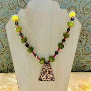 18-inch Peridot and Swarovski Crystal Necklace with 2-inch long Sterling Silver pendant