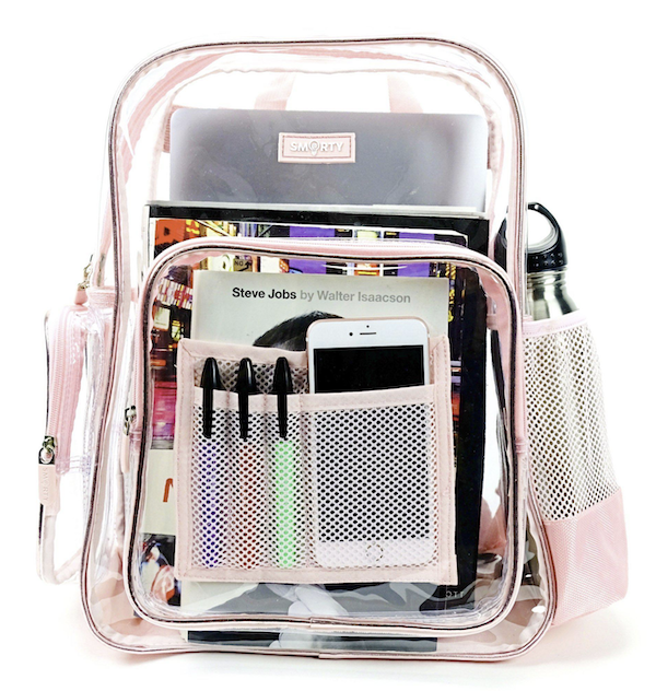 A clear backpack filled with useful items as part of my Gift Roundup for Mothers Day