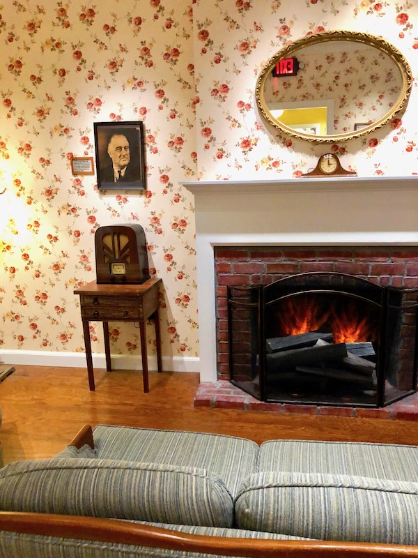 A typical 1940s living room ready for President Roosevelt's Fireside Chat is on display at the National World War II Museum.