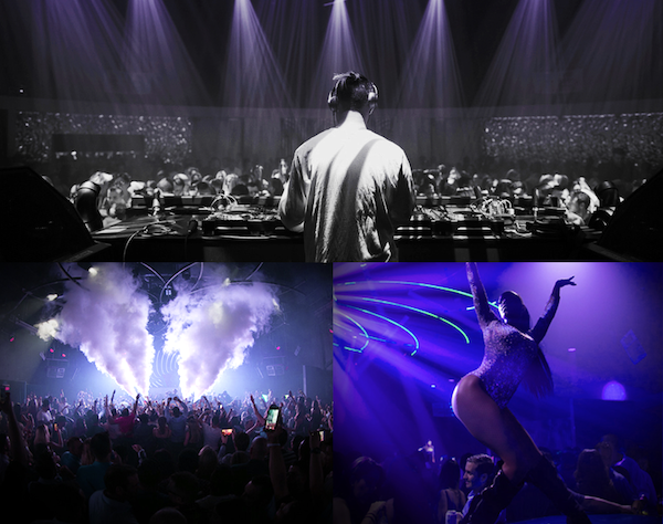 A collage of nightclub pictures for the new Hard Rock Guitar Hotel
