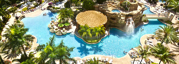 Luxurious tropical pool at the new Hard Rock Guitar Hotel