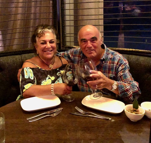 The authors eating in a restaurant