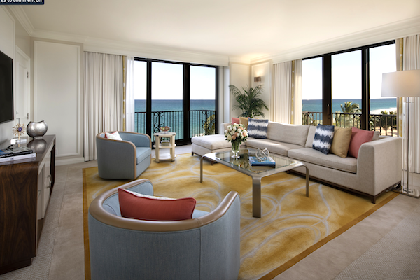 A living room of a suite at The Breakers Palm Beach