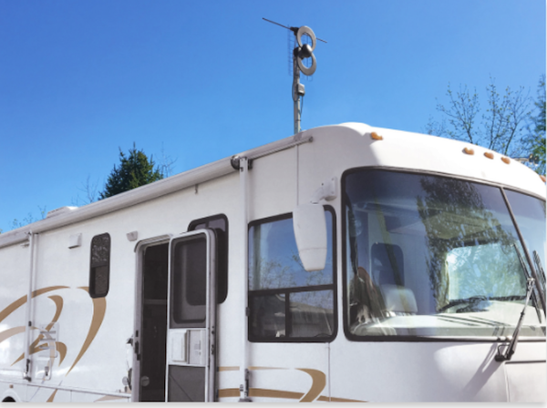 ClearStream 2 RV Antenna on a white RV.