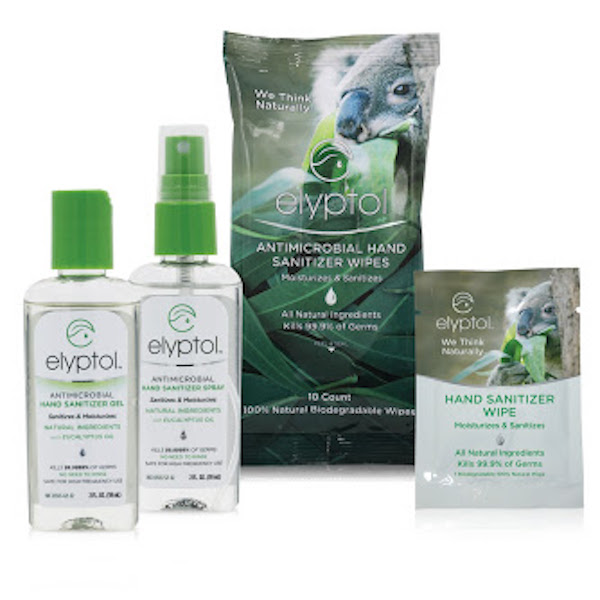 Travel sizes of Elyptol Environment Friendly Sanitizers That Heal Your Hands
