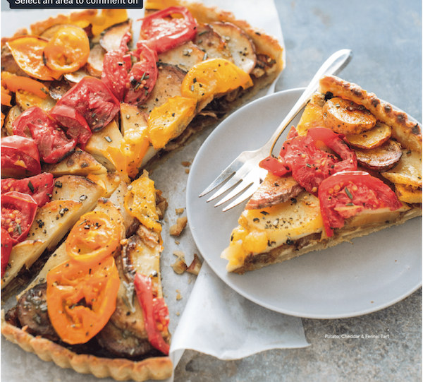 A partial tart plus a slice on a plate from One Dish - Four Seasons
