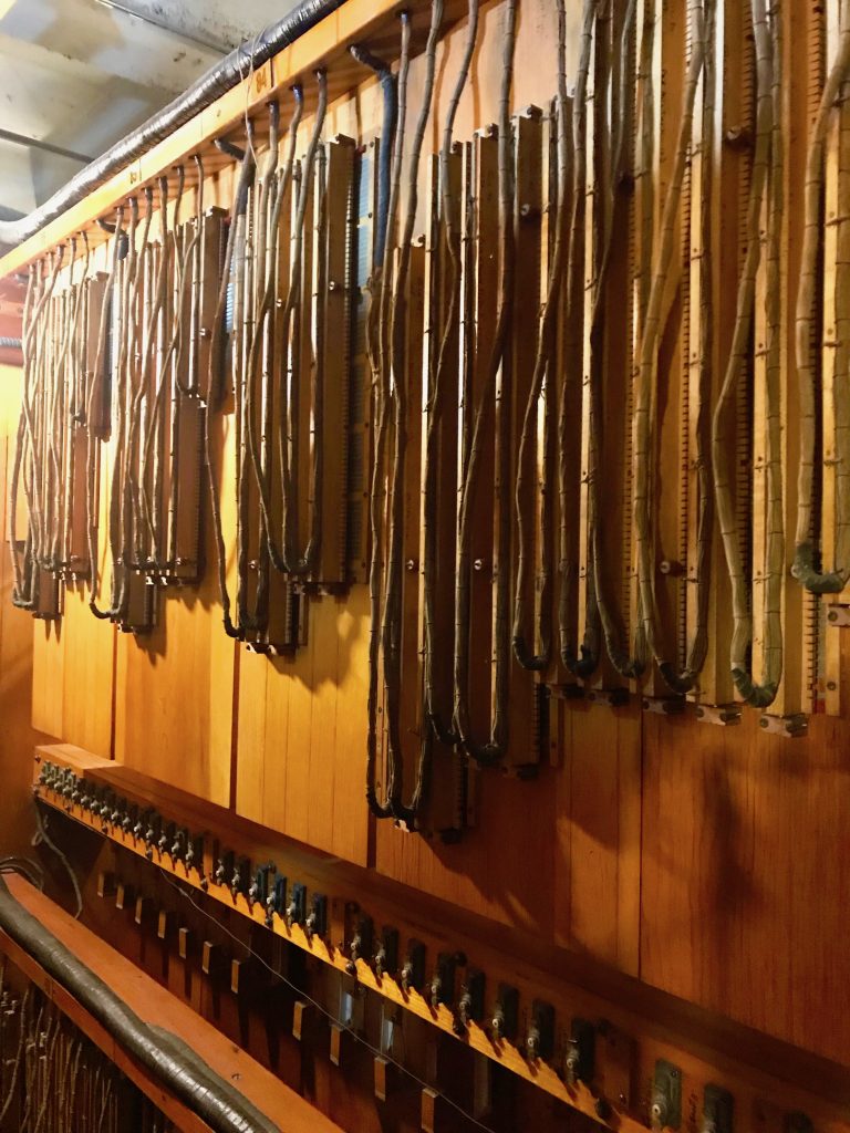 Rows of hanging wire from the World's Largest Pipe Organ