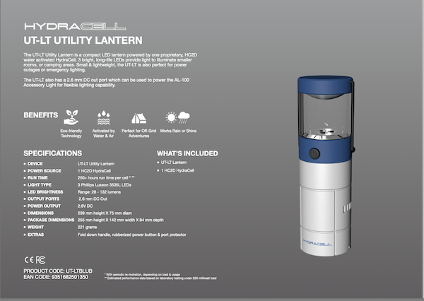Info and photo of the HydraCell Utility Lantern from 10 Best RV Camping Gifts