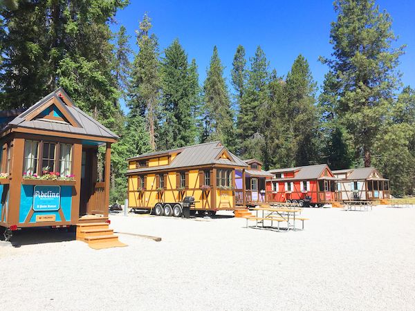 A row of colorful Bavarian style tiny houses from Authentic Oktoberfest - No Passport Required
