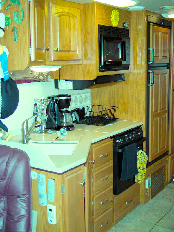 An RV kitchen with homey touches from Simple Ideas For Renovating Your RV