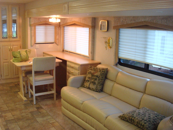 RV living and dining area before renovating from Simple Ideas For Renovating Your RV