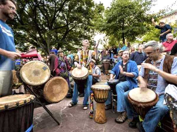Musicians playing outdoors from Legacy of Art, Craft and Food in Asheville NC