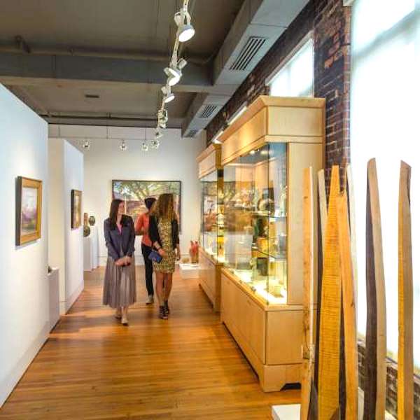 The inside of an art gallery from Legacy of Art, Craft and Food in Asheville NC