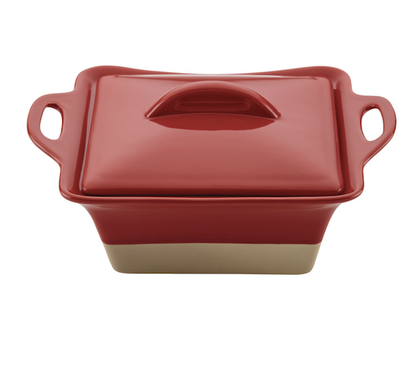 Square red casserole with lid is one of the Best Valentine's Gifts for Cooks
