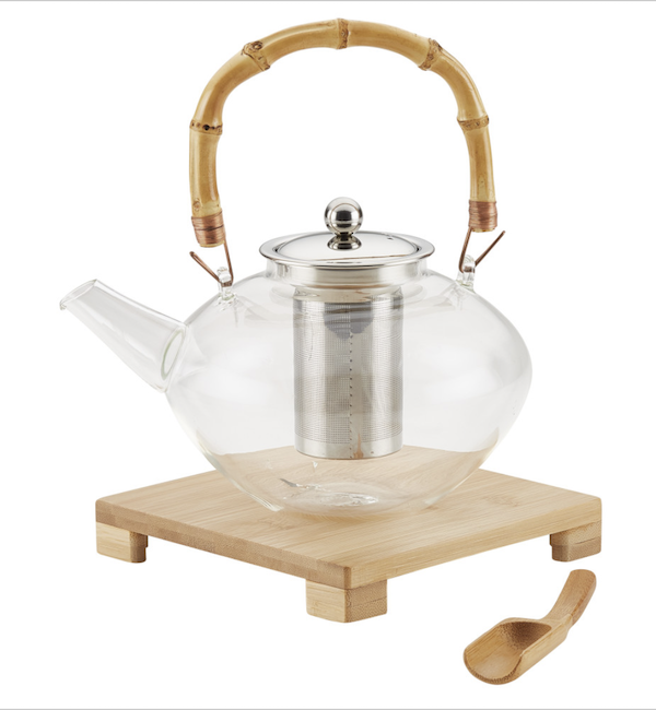 Glass and bamboo tea kettle set is one of the Best Valentine's Gifts for Cooks