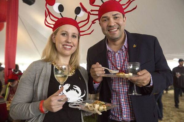 A man and a woman with crab hats enjoy California Wine Country Beckons for Winter Getaways