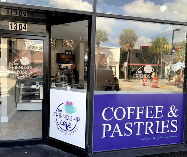 A restaurant storefront.