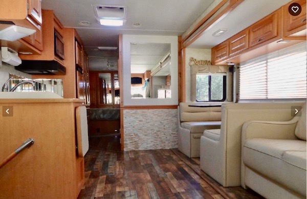 The interior of an RV from Happy Campers