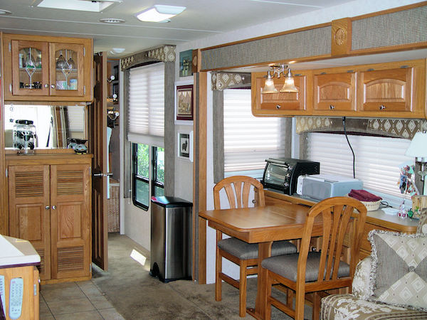 The dinette on an RV from Happy Campers