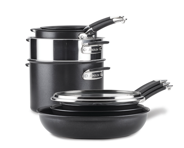 Two stacks of pots and pans with lids help to Bring Wellness to the Kitchen