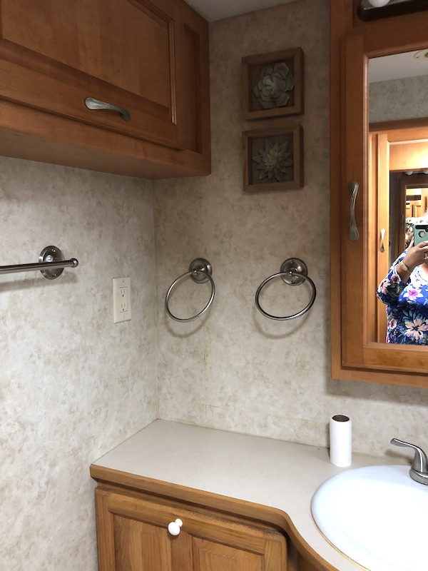 An RV bathroom from Our RV Renovations Update