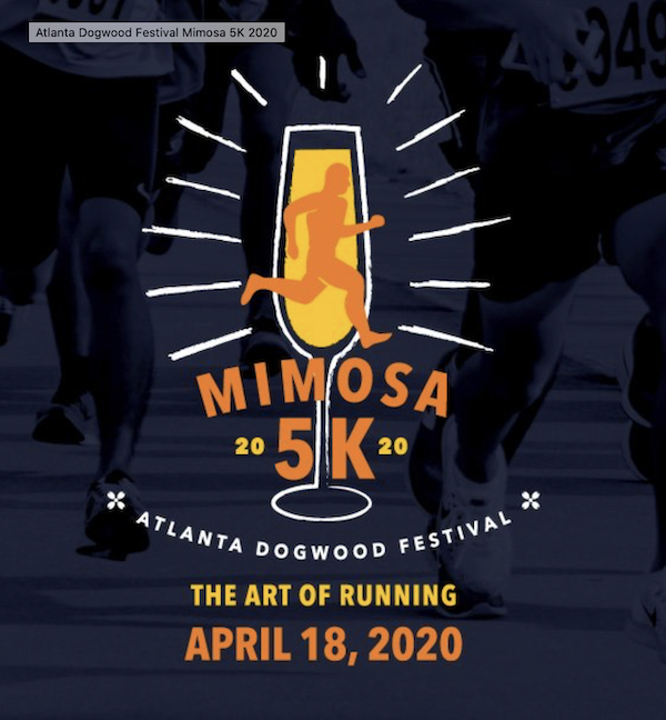 A poster with black background and an orange mimosa with a runner from 84th Annual Atlanta Dogwood Festival