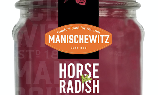 A small mason jar filled with purple horseradish for Passover 2020