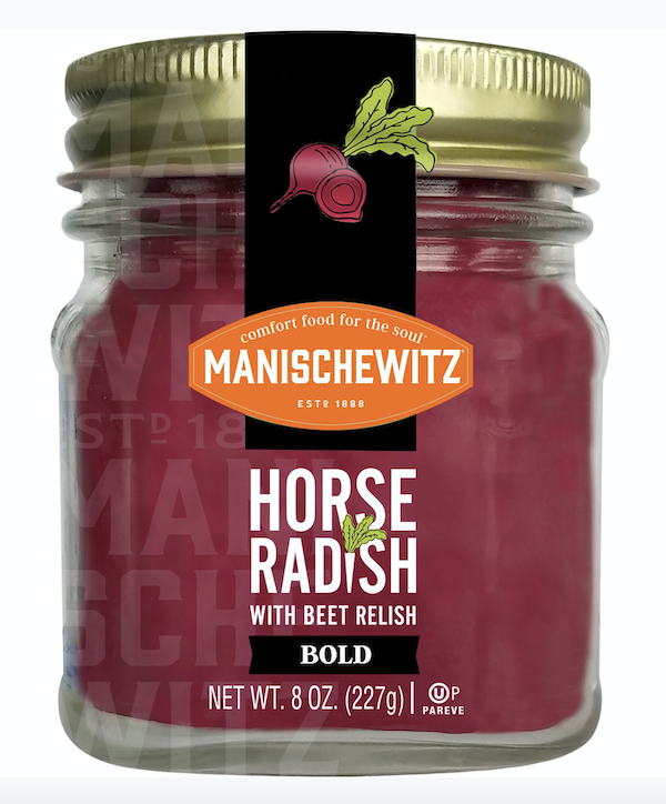 A small mason jar filled with purple horseradish for Passover 2020