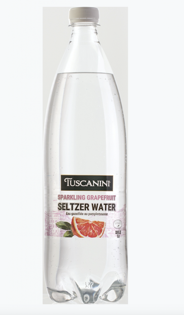 A bottle of grapefruit flavored seltzer water for Passover 2020