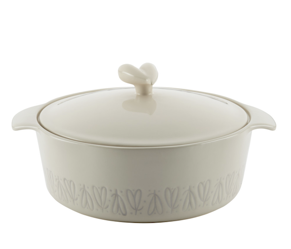 White ceramic casserole with heart design from Awesome Mothers Day Gifts