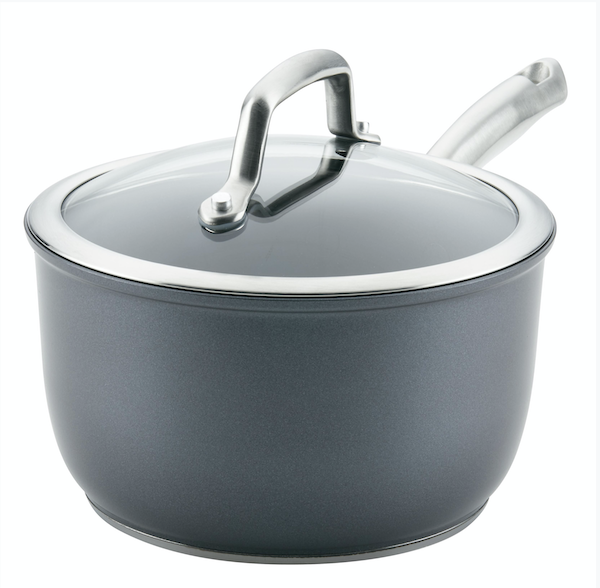 A black saucepan with glass lid from Father's Day Gifts for Dads Who Cook