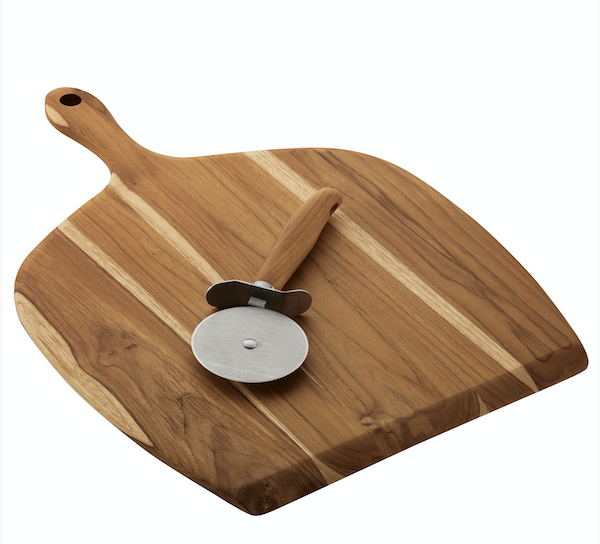 A wood pizza peel and cutter from Father's Day Gifts for Dads Who Cook