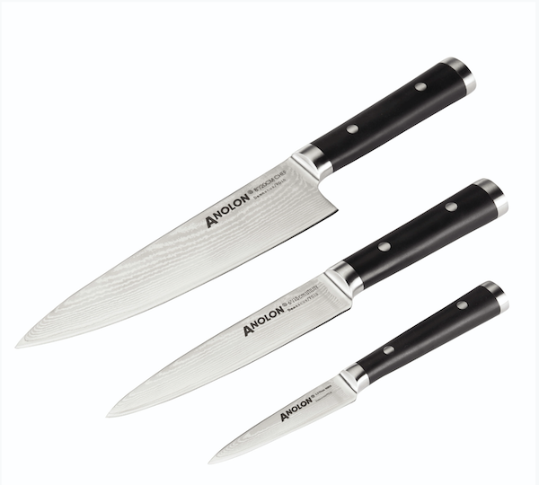 3-piece chef knife set with black handles from Father's Day Gifts for Dads Who Cook