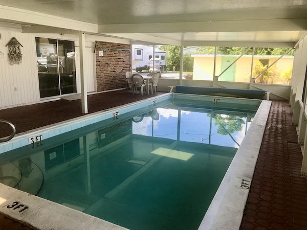 An indoor pool at an RV park from Living Our Dream