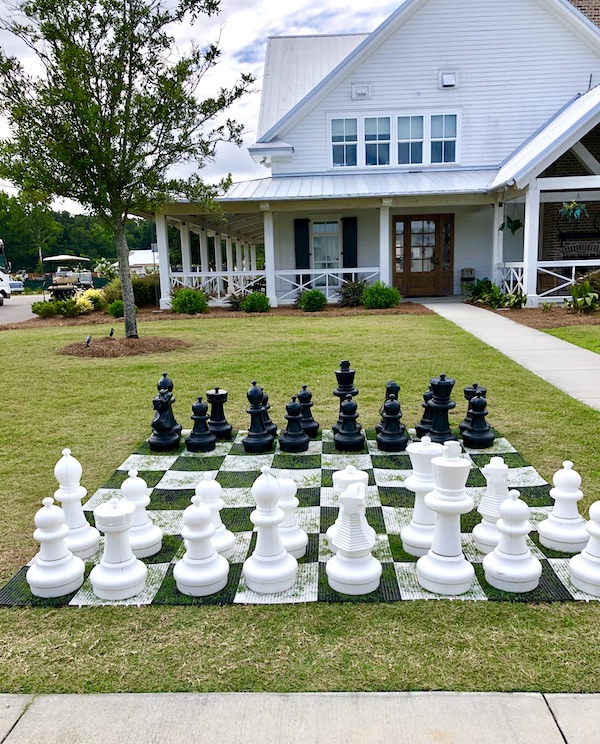 A very large lawn chess set at CreekFire RV Resort Savannah