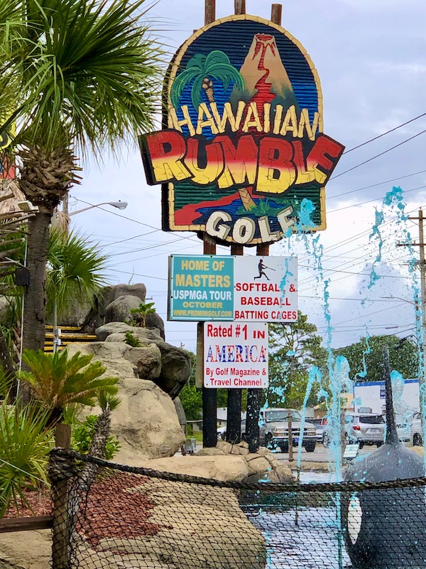 The entrance to a Hawaiian themed miniature golf course from Grillin' and Chillin' in North Myrtle Beach