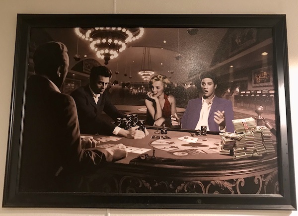 A picture of celebrities on the wall at Hoppin' Johnz in Elizabeth City NC