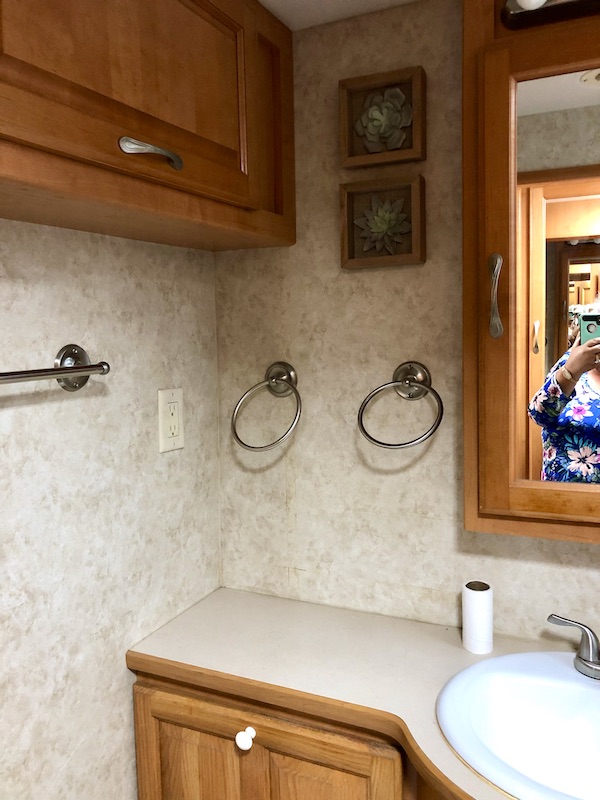 An RV bathroom from RV Renovations Complete The Big Reveal