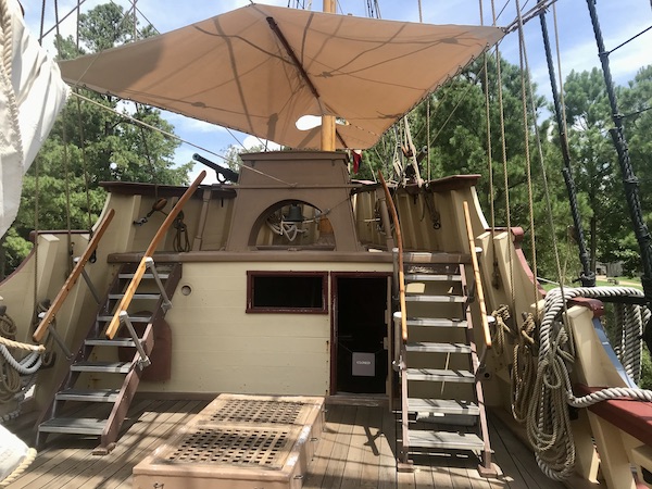 Top deck of a sailing ship from 1607 in Williamsburg Virginia