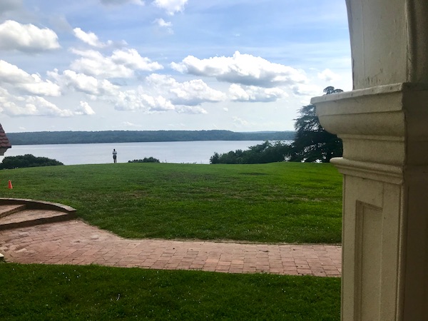 A lawn with path leading to a river at George Washington's Mount Vernon