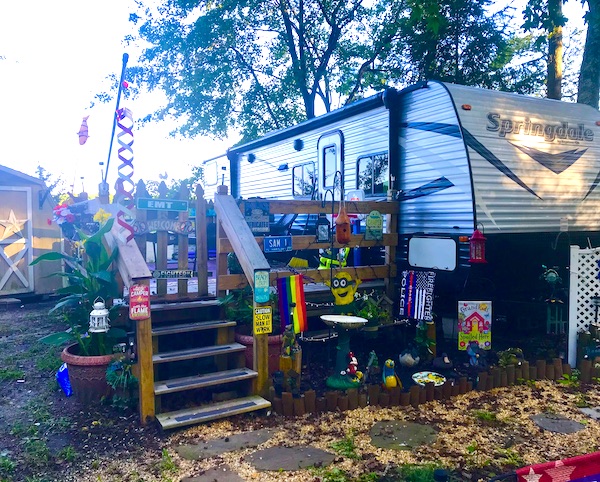 A camper set up for full time living at Lake Somerset Campground